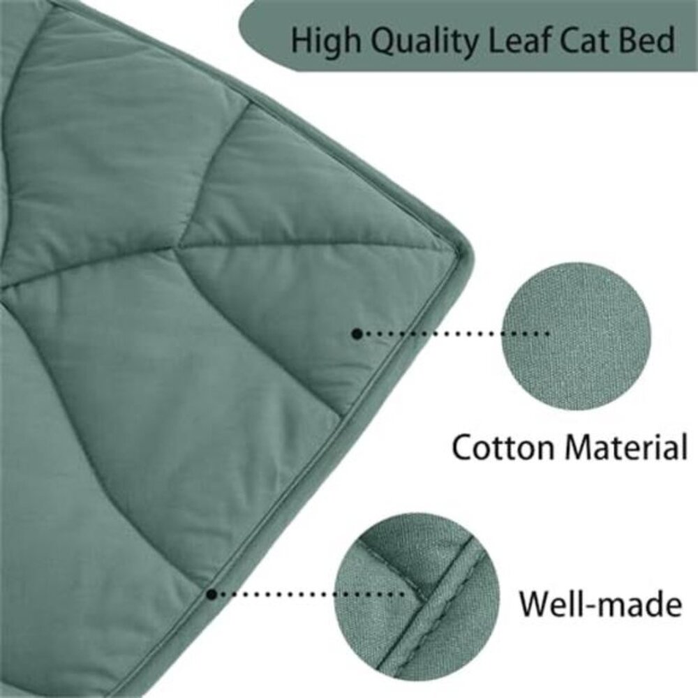 Leaf Shaped Cat Bed Pad 30x20 Cotton Warm Pet Mat Indoor Feral Cats - Picture 3 of 7